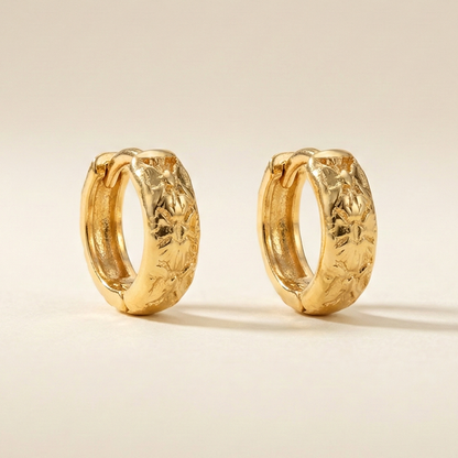 Vintage Vine Gold Plated Huggie Hoops