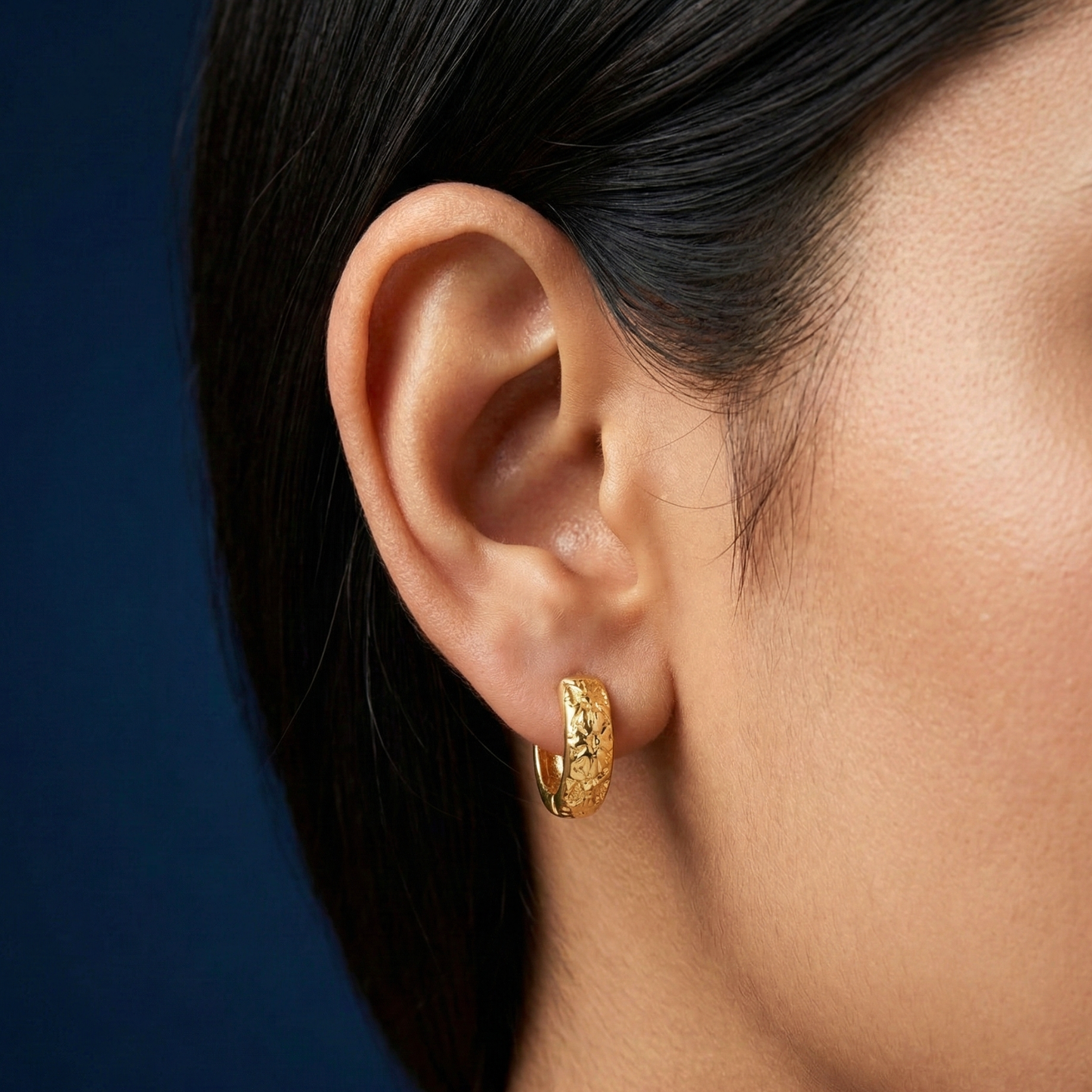 vintage vine gold plated huggie hoops