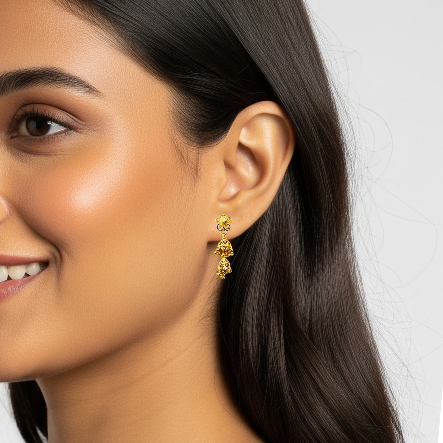 anamika gold plated temple jhumkas