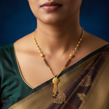 Kanaka Pushpa 18 KT Thick Gold Plated Mangalsutra