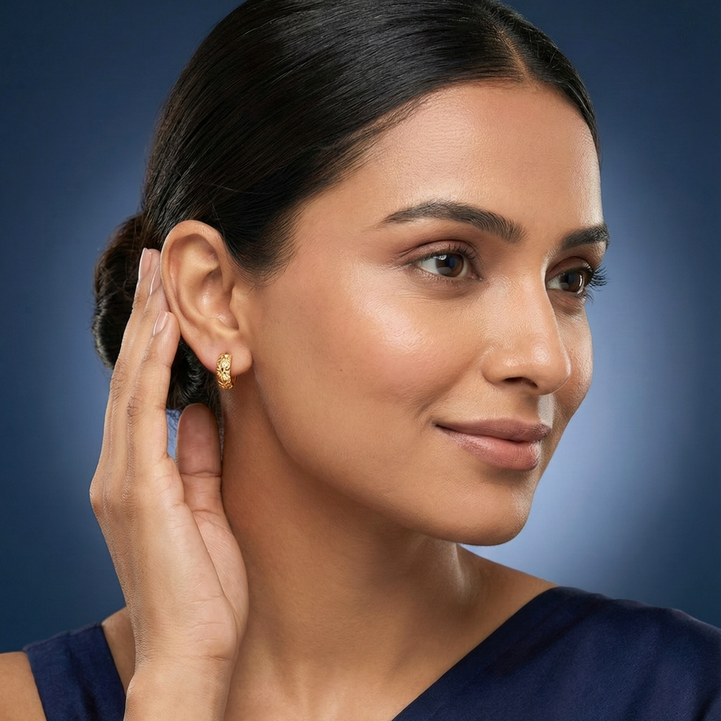 vintage vine gold plated huggie hoops