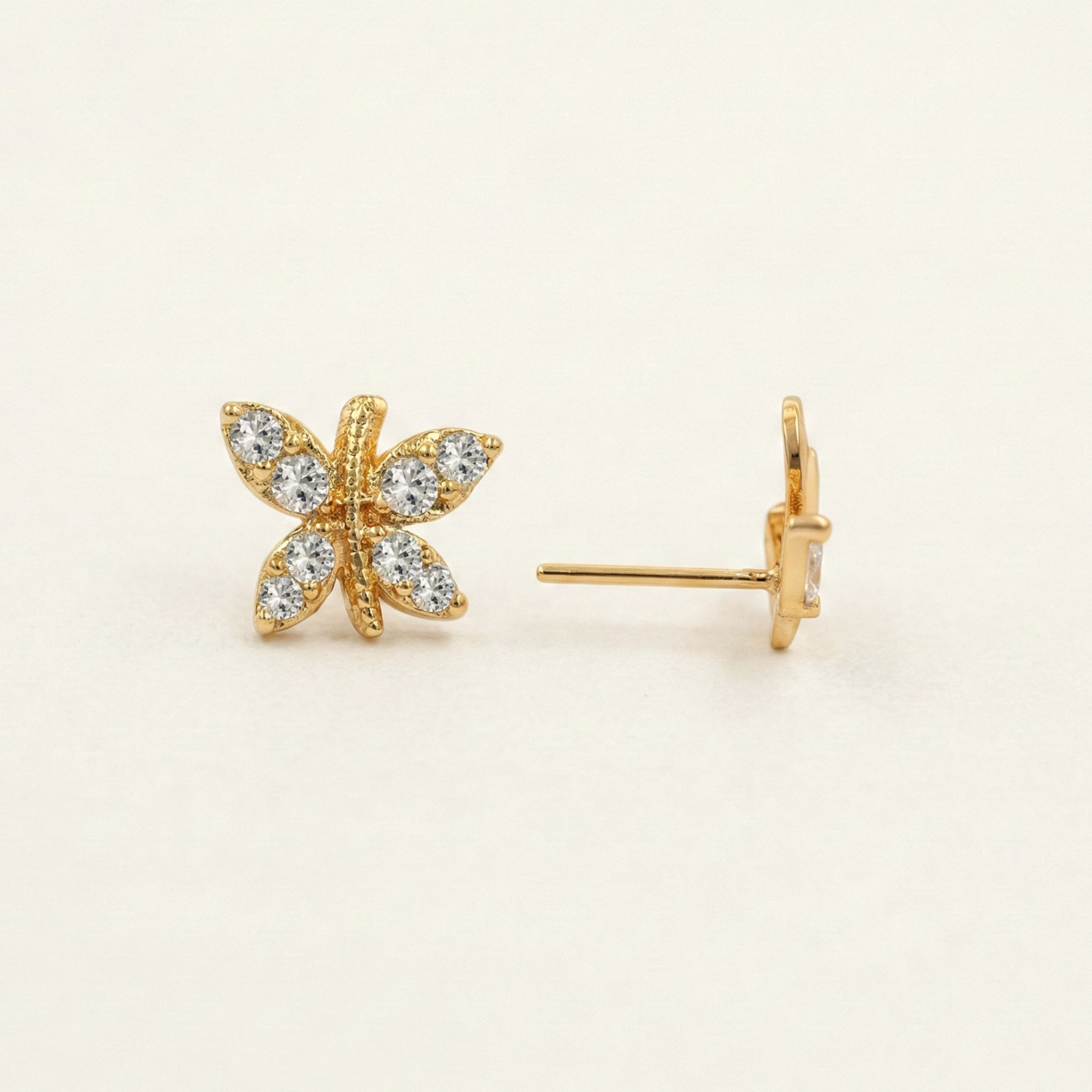 butterfly cluster gold plated studs