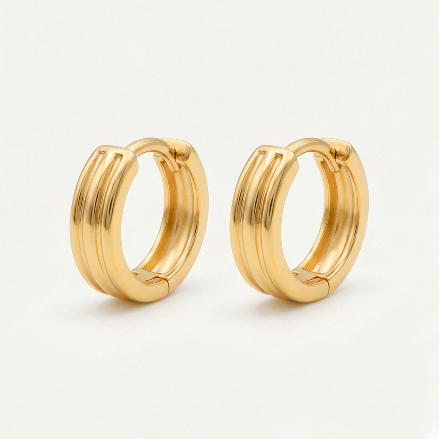 ribbed gold plated huggie hoops
