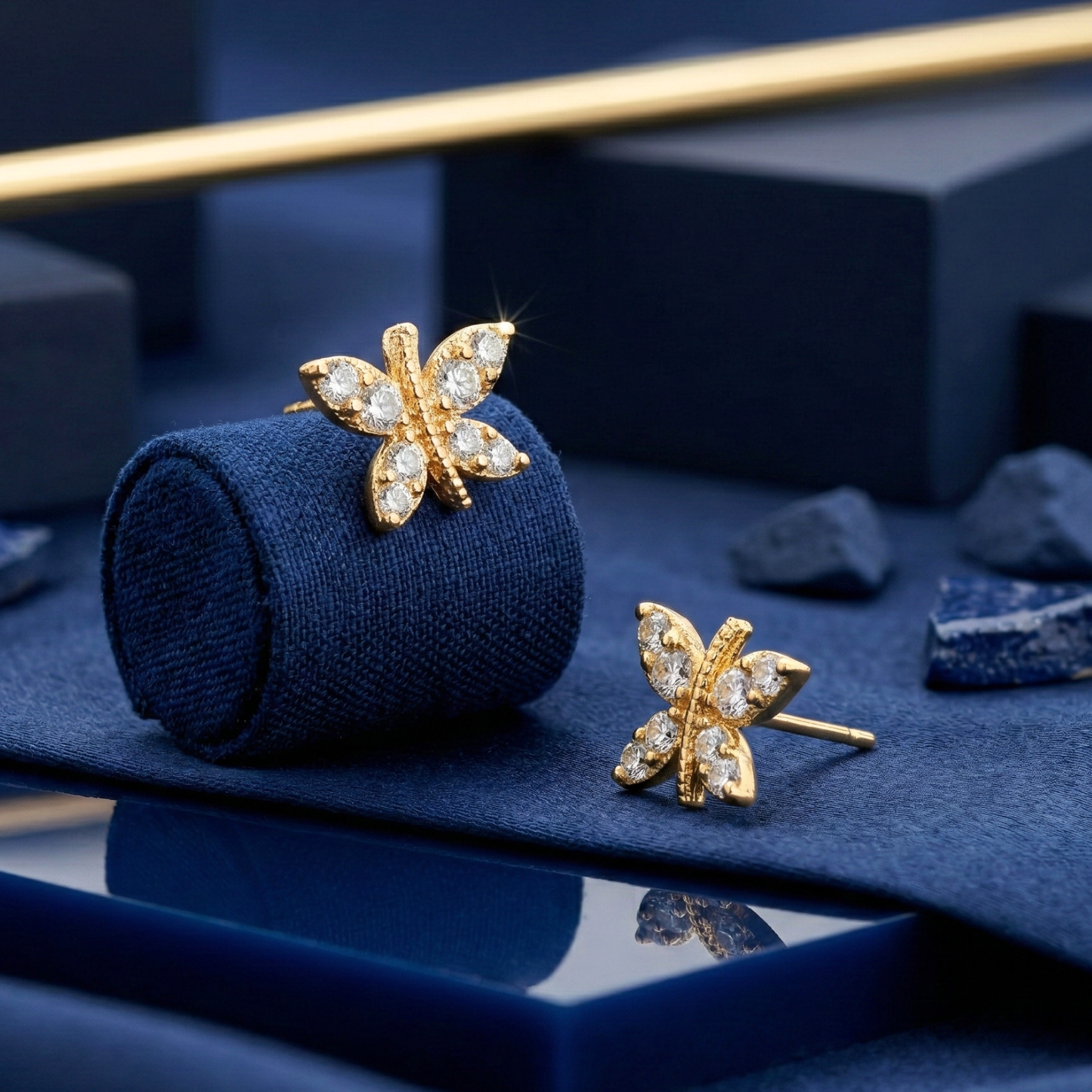butterfly cluster gold plated studs