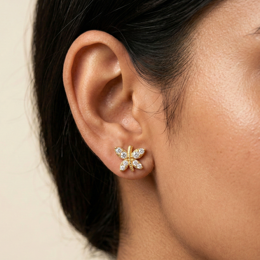 Butterfly Cluster 18K Gold Plated Studs