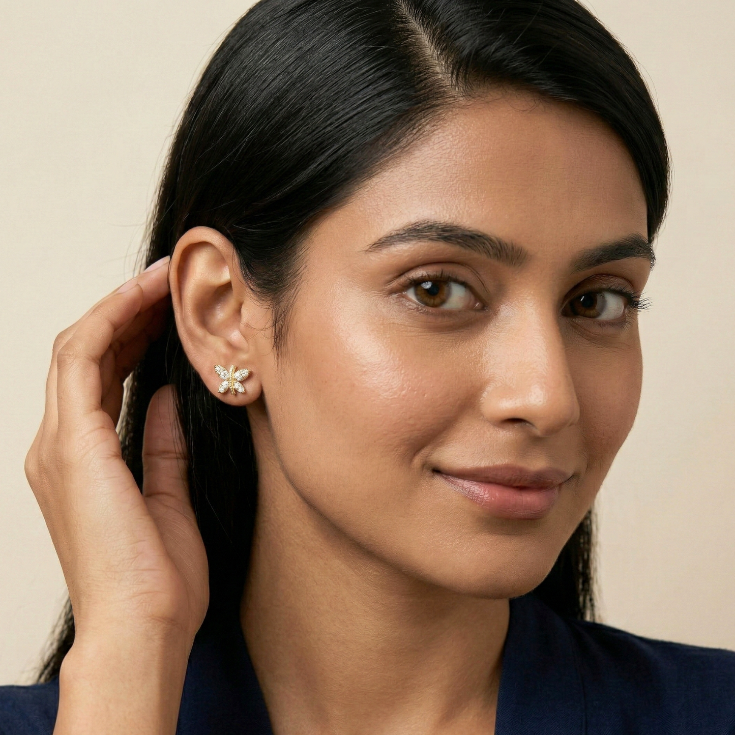 butterfly cluster gold plated studs