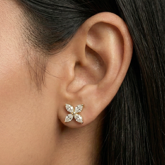 Four Blooms 18K Gold Plated Studs