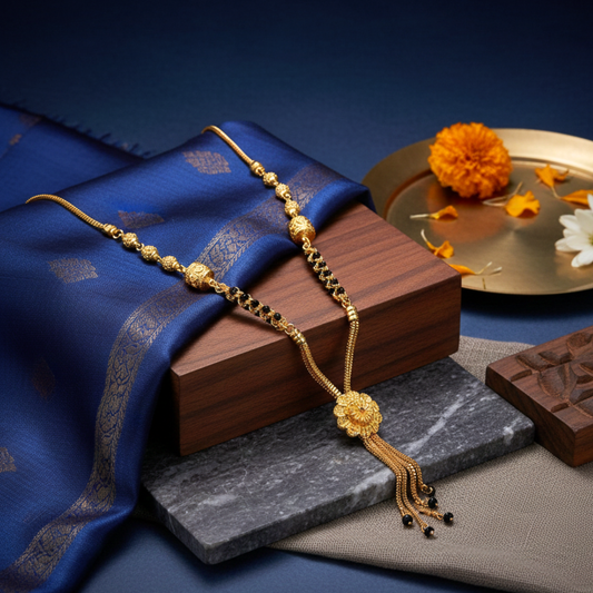 Kanaka Pushpa 18 KT Thick Gold Plated Mangalsutra