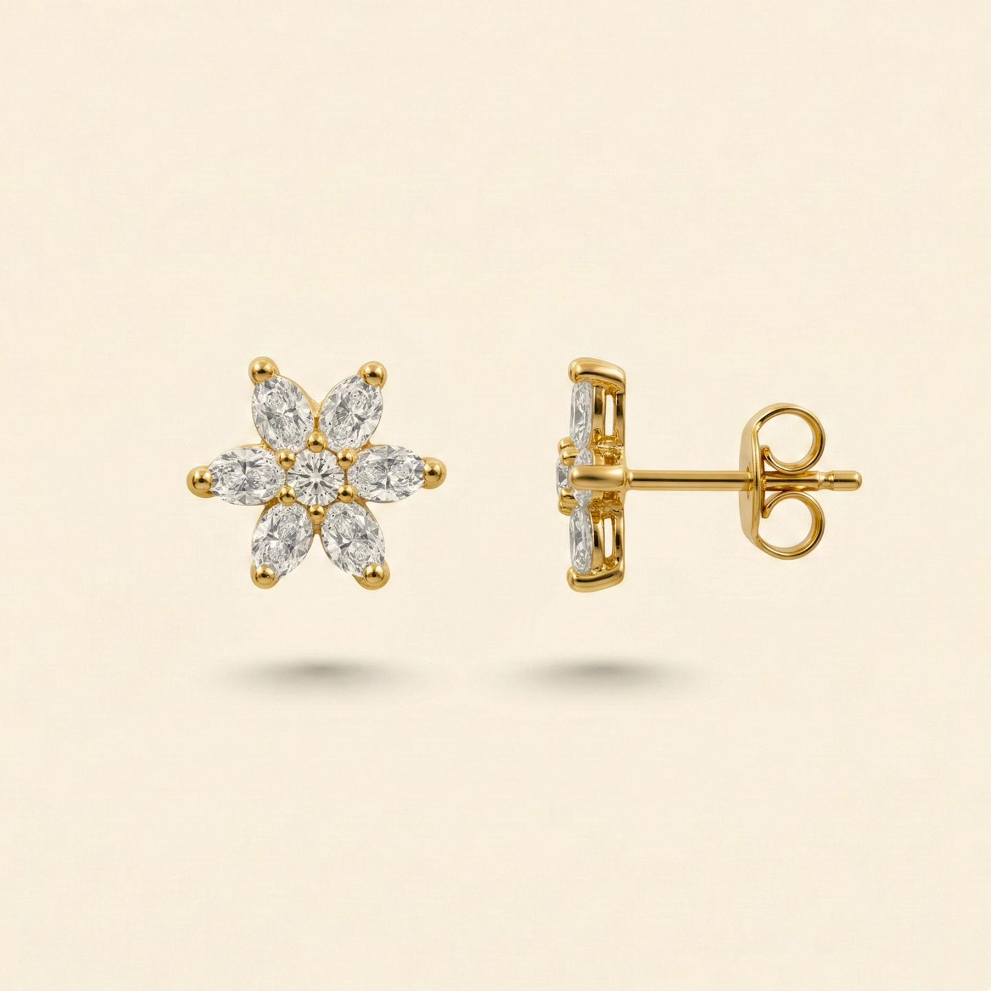 radial cluster gold plated studs