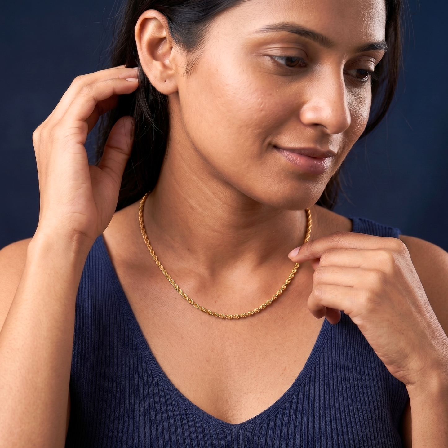 twilight twist 18k gold-plated rope chain