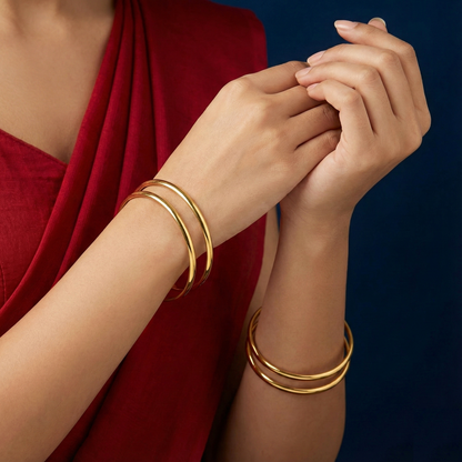 Premium Plain Gold Plated Bangles (4 Pc)