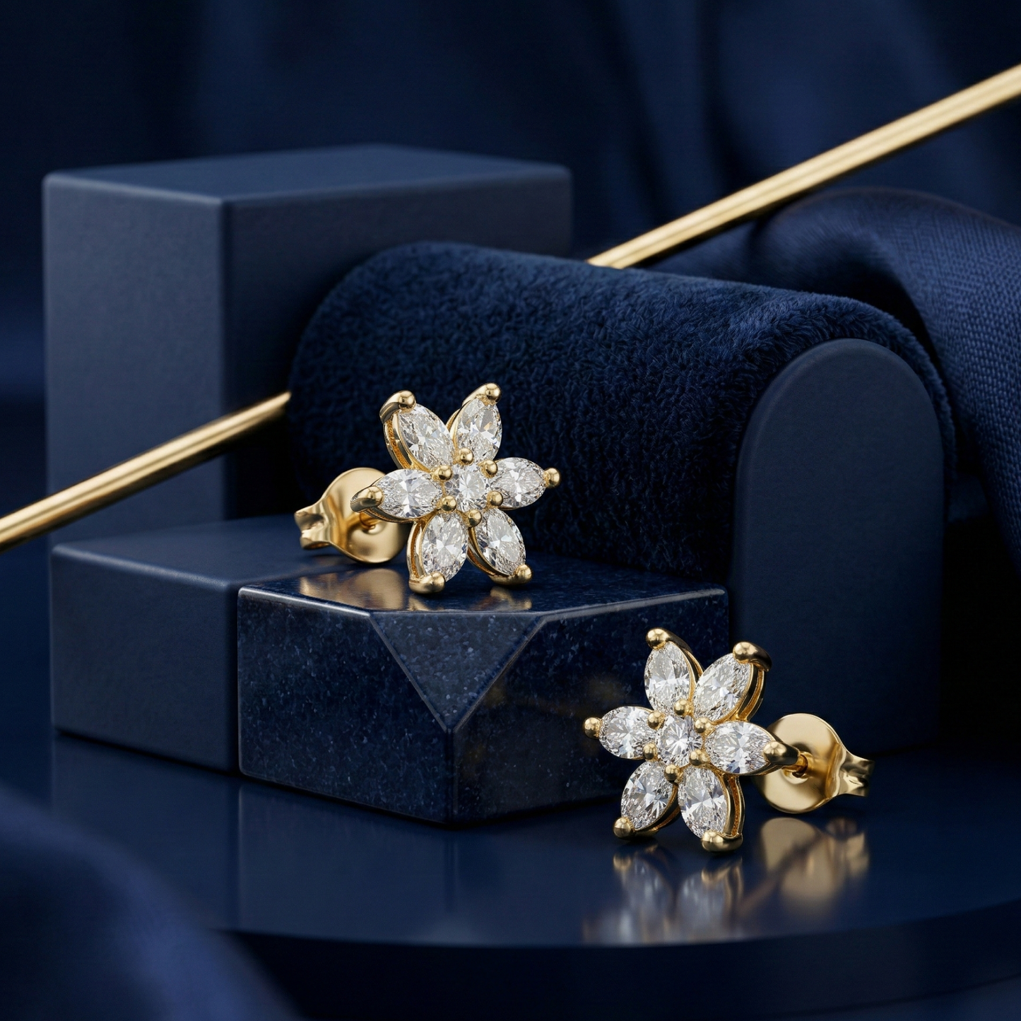 radial cluster gold plated studs