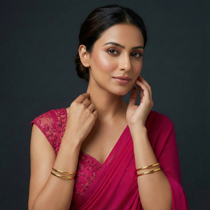 Premium Plain Gold Plated Bangles (4 Pc)