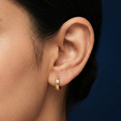 Ethnic Mosaic Gold Plated Hoops