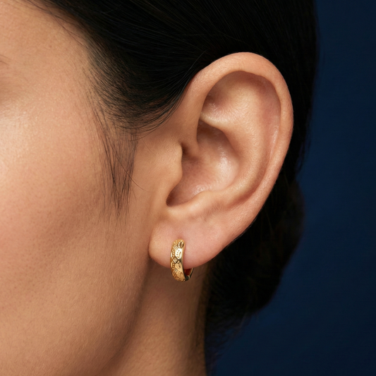 Ethnic Mosaic 18K Gold Plated Hoops