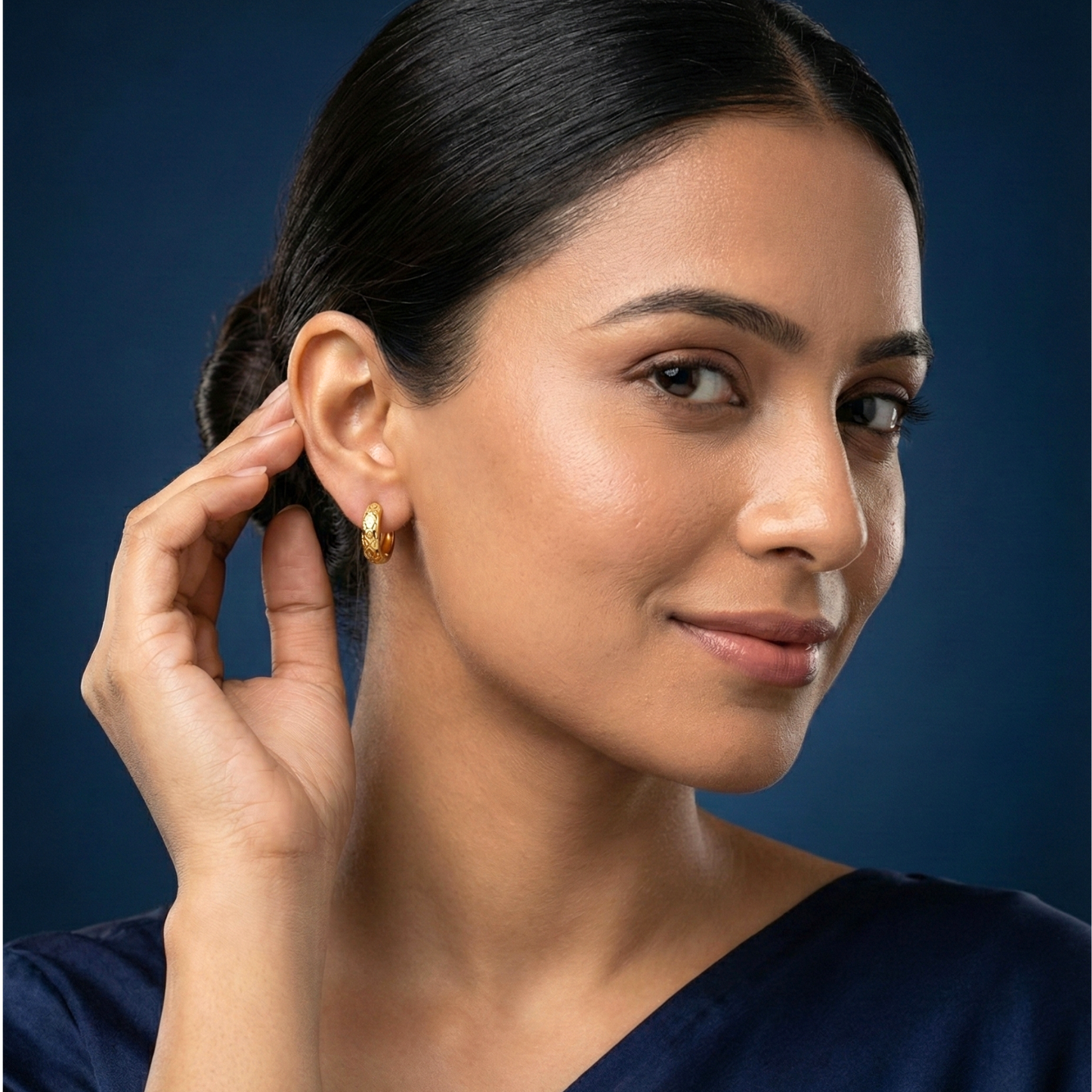 ethnic mosaic gold plated hoops