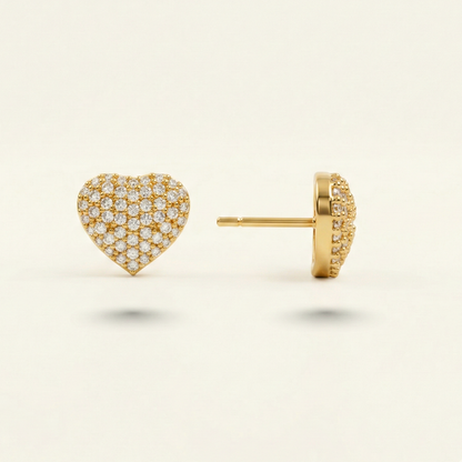 Glittering Heart Gold Plated Studs