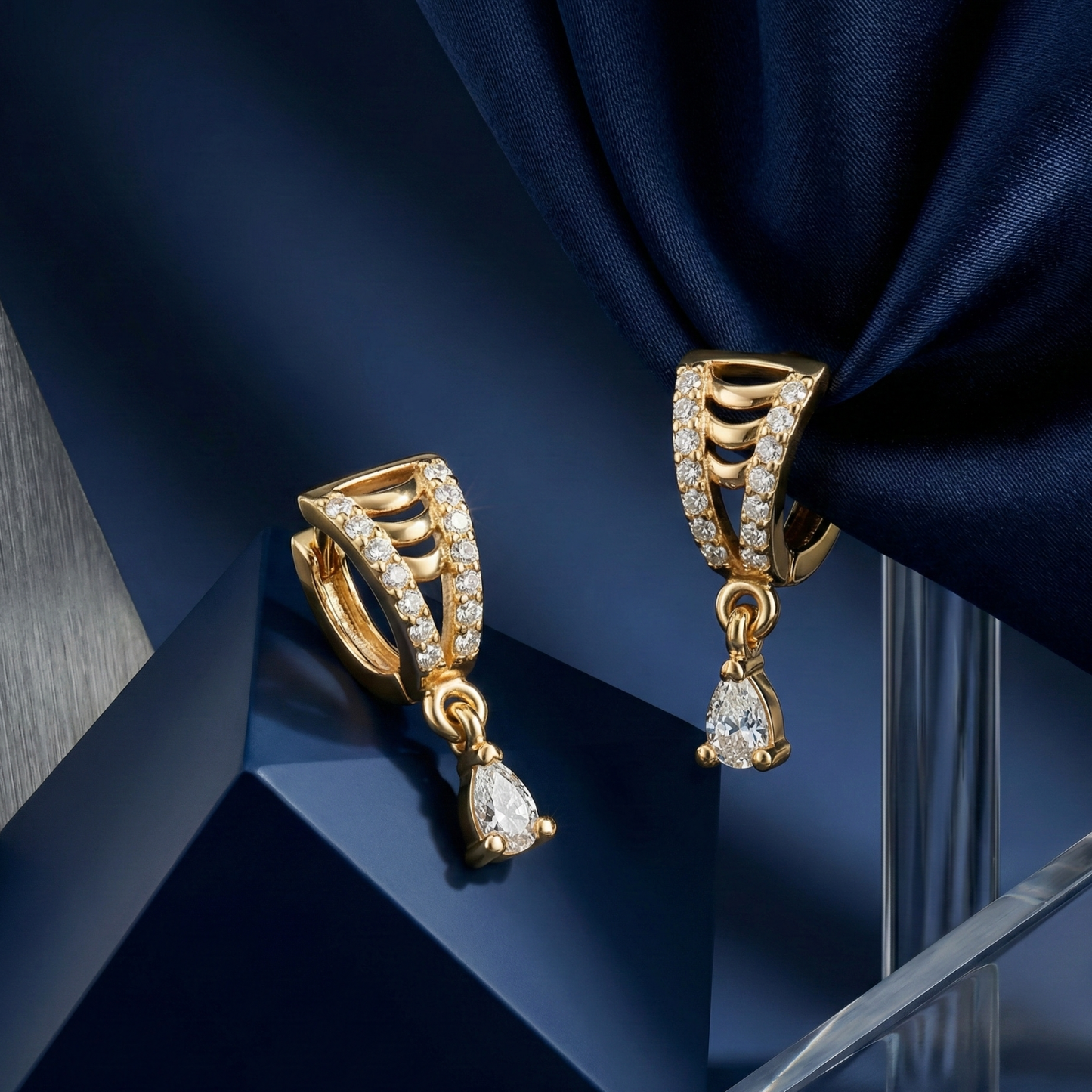 royal radiance studded hoops