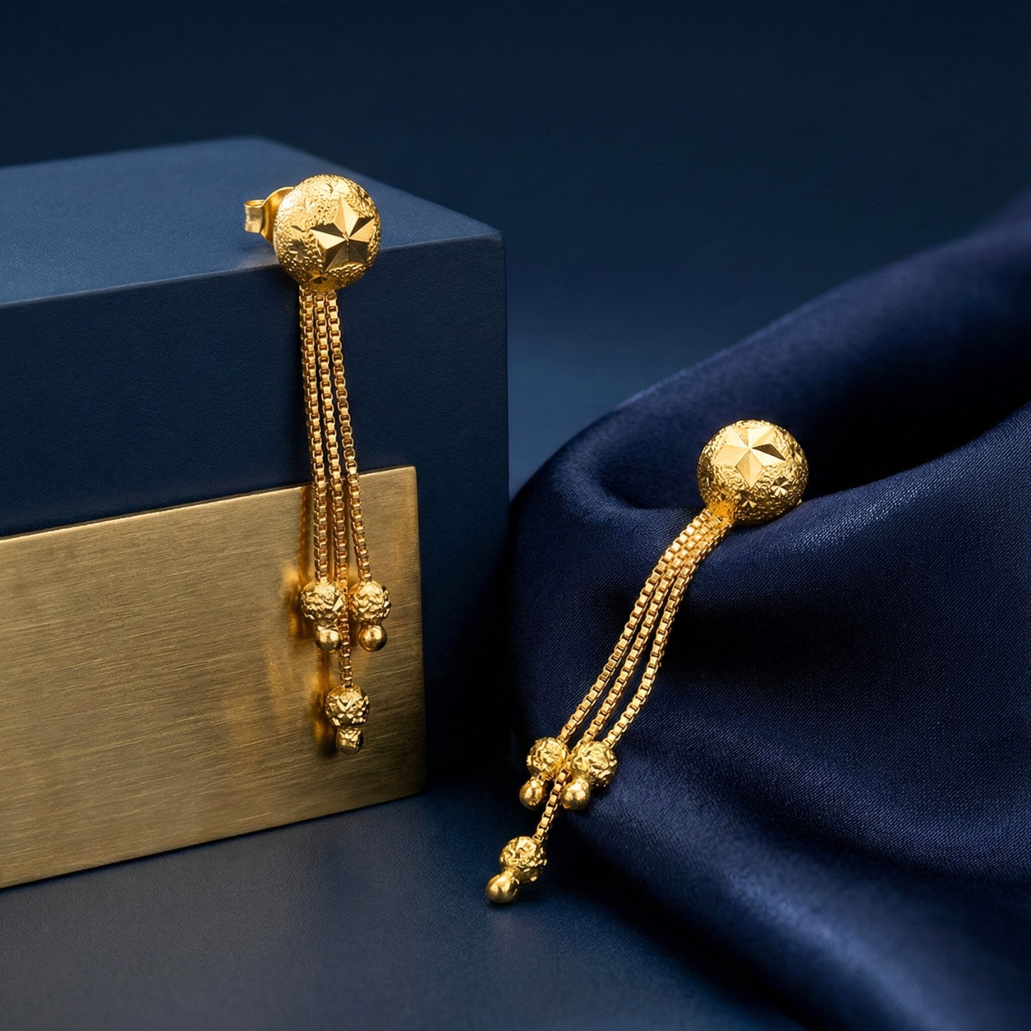 tridhara gold plated sui dhaga earrings