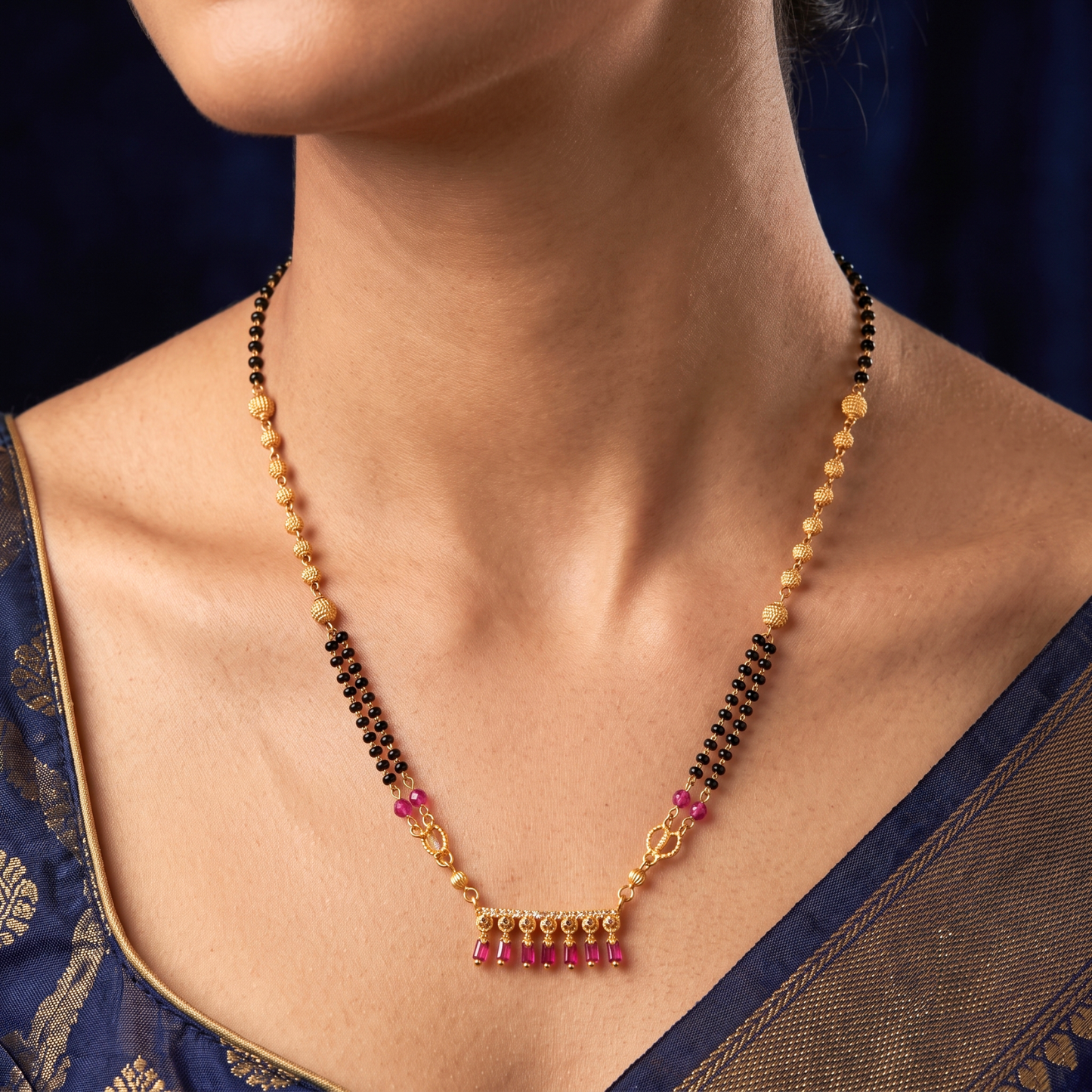 berry beads 18k gold plated mangalsutra