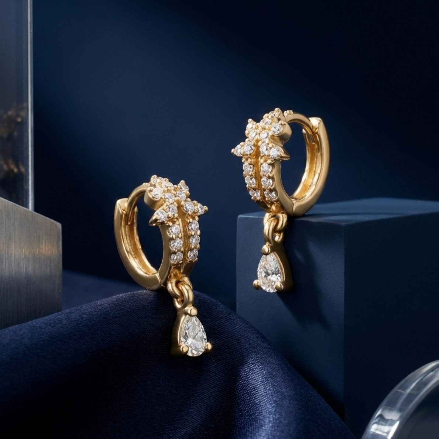 divine sparkle studded hoops