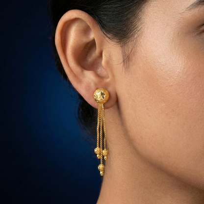Tridhara Gold Plated Sui Dhaga Earrings