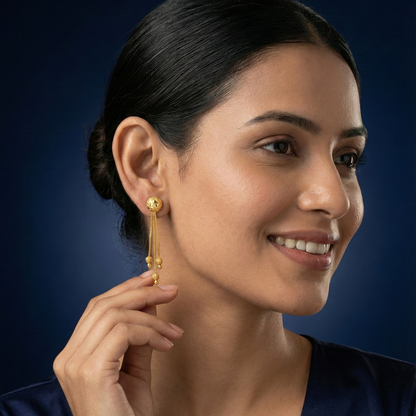 Tridhara Gold Plated Sui Dhaga Earrings