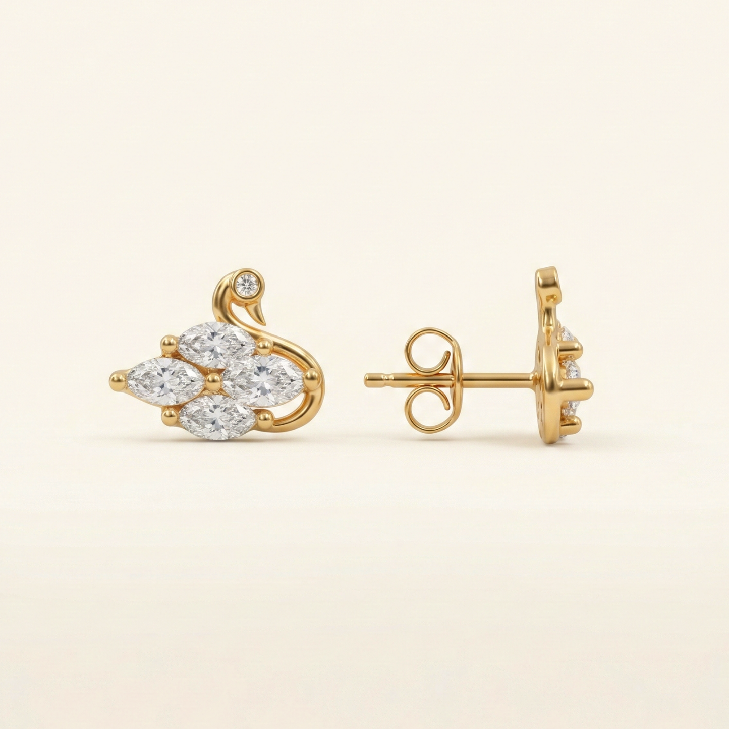 crystal swan gold plated studs