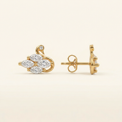 Crystal Swan Gold Plated Studs