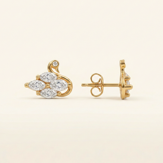 Crystal Swan Gold Plated Studs