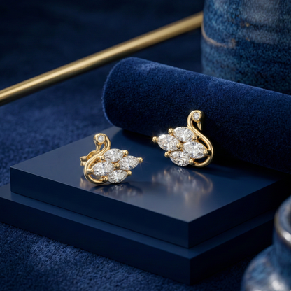 Crystal Swan Gold Plated Studs