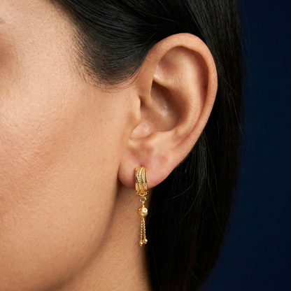 Urban Weave Gold Plated Tassel Hoops