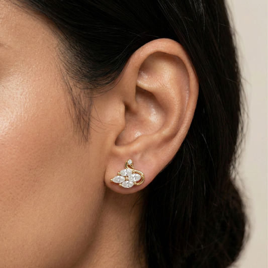Crystal Swan 18K Gold Plated Studs