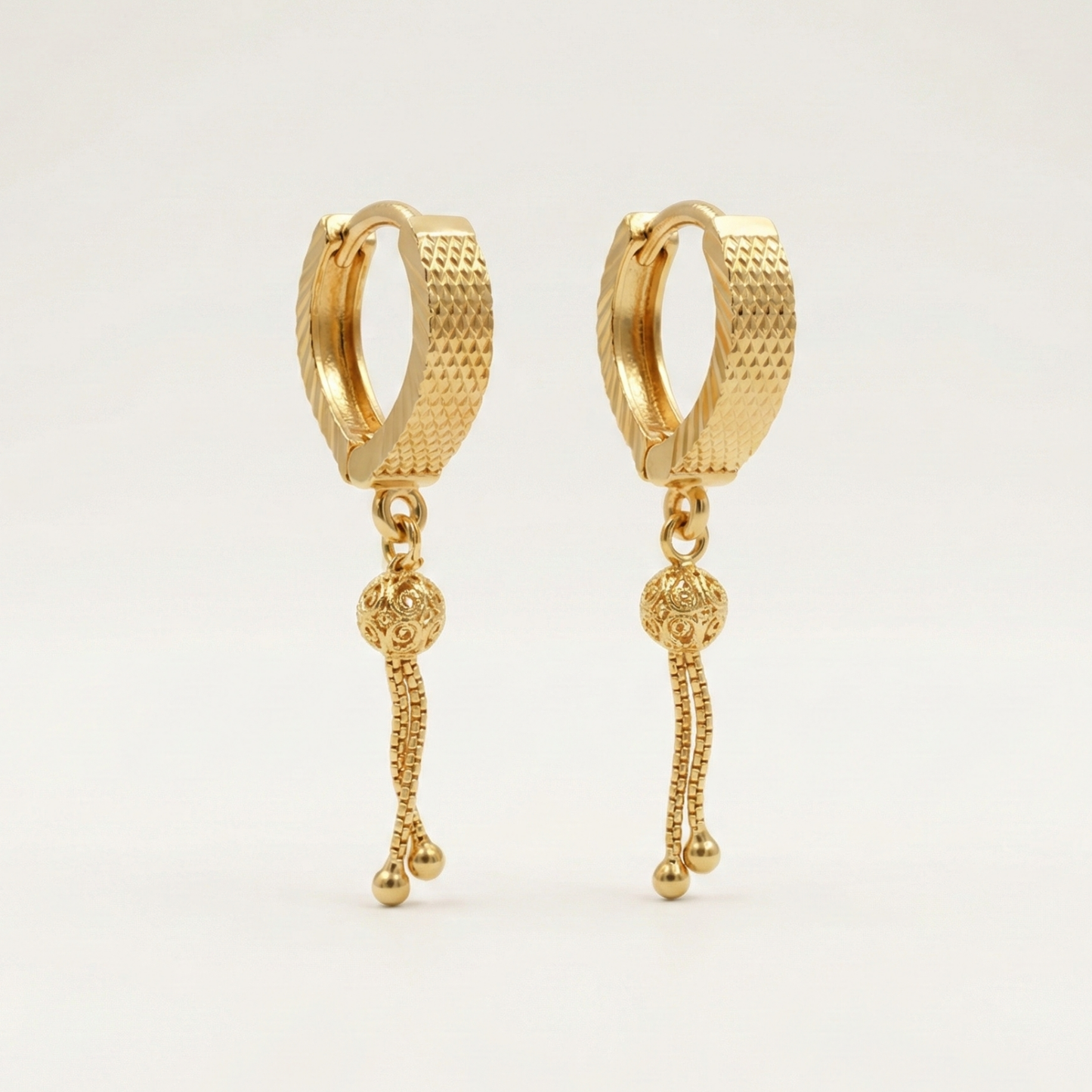 priya ridge gold plated dangle hoops