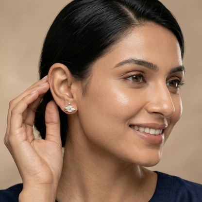 Crystal Swan Gold Plated Studs
