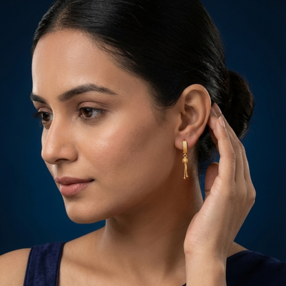 Priya Ridge Gold Plated Dangle Hoops