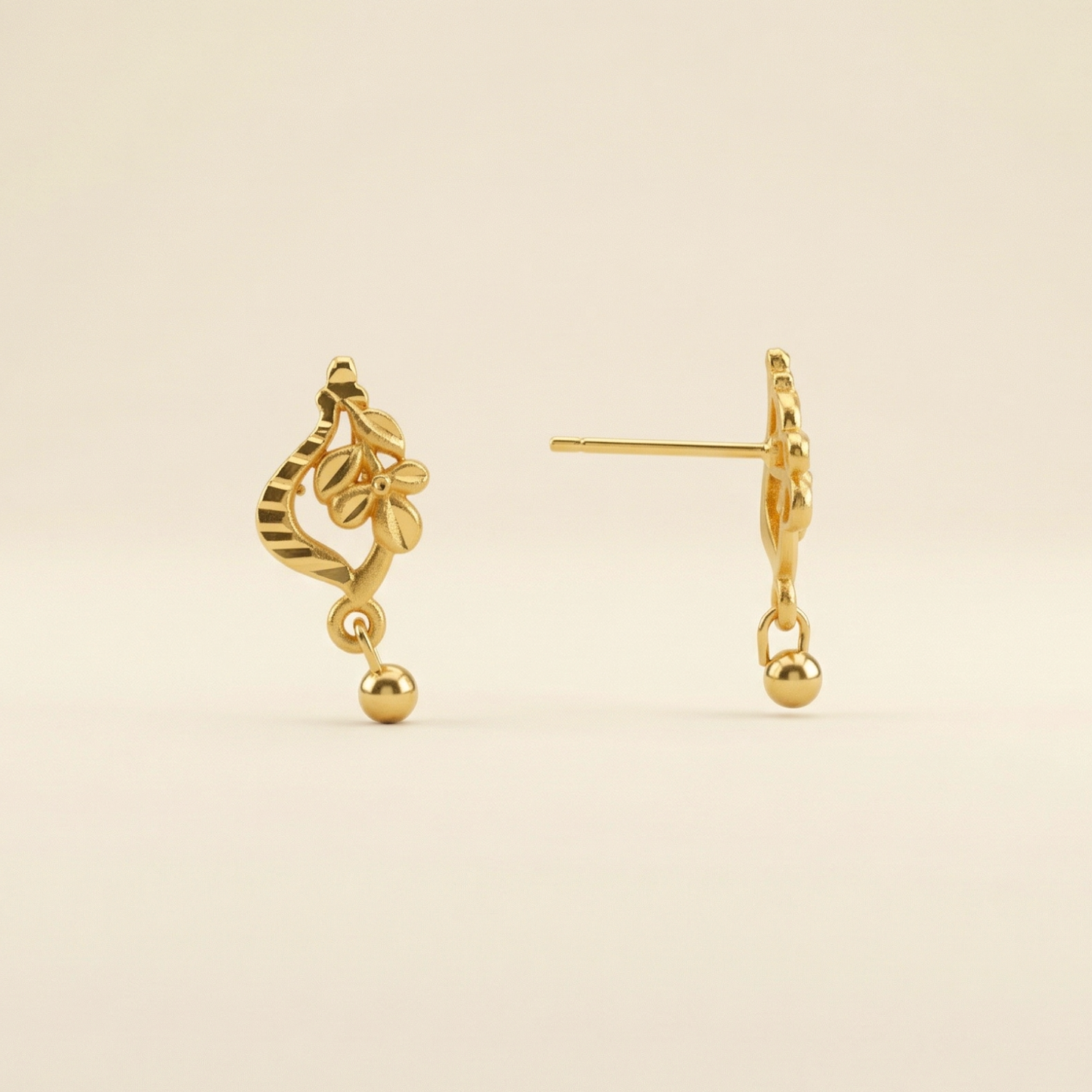 mallika floral drop gold plated earrings