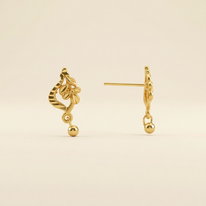 Mallika Floral Drop Gold Plated Earrings