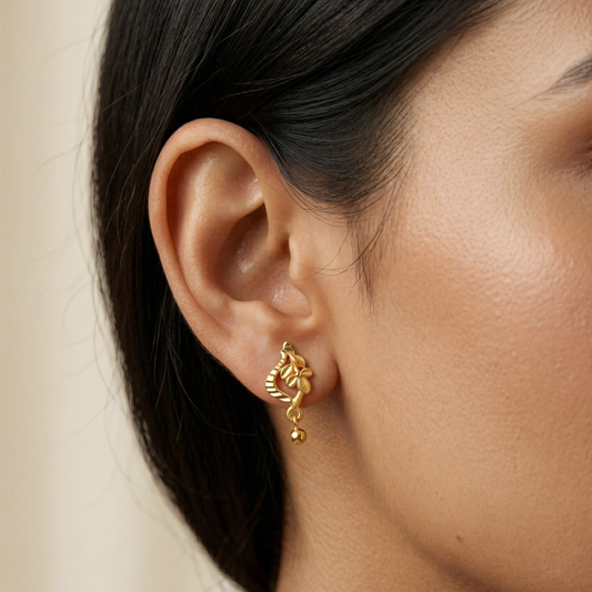 Mallika Floral Drop 18K Gold Plated Earrings