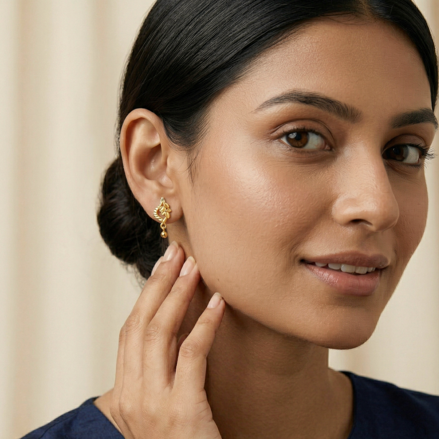 mallika floral drop gold plated earrings