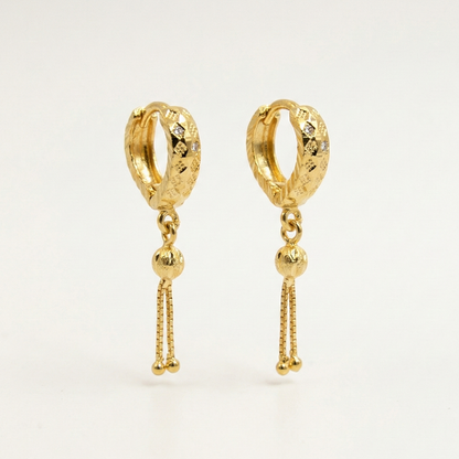 Mosaic Gold Plated Tassel Hoops