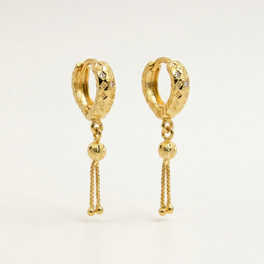 Mosaic Gold Plated Tassel Hoops
