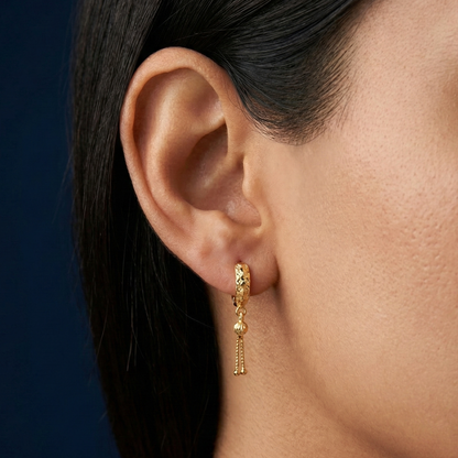 Mosaic Gold Plated Tassel Hoops