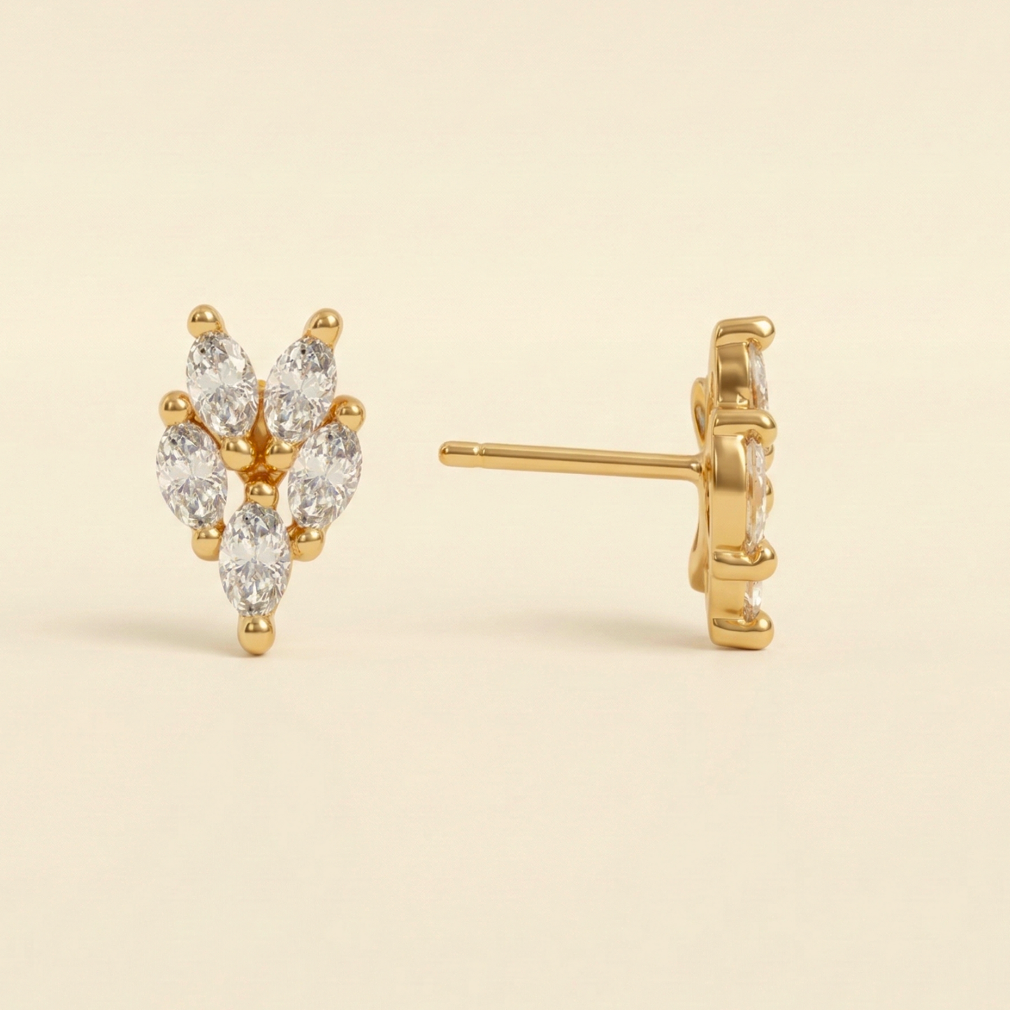 four leaves gold plated studs
