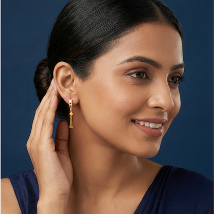 Mosaic Gold Plated Tassel Hoops