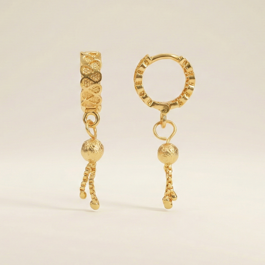 Petal Weave Gold Plated Dangle Hoops