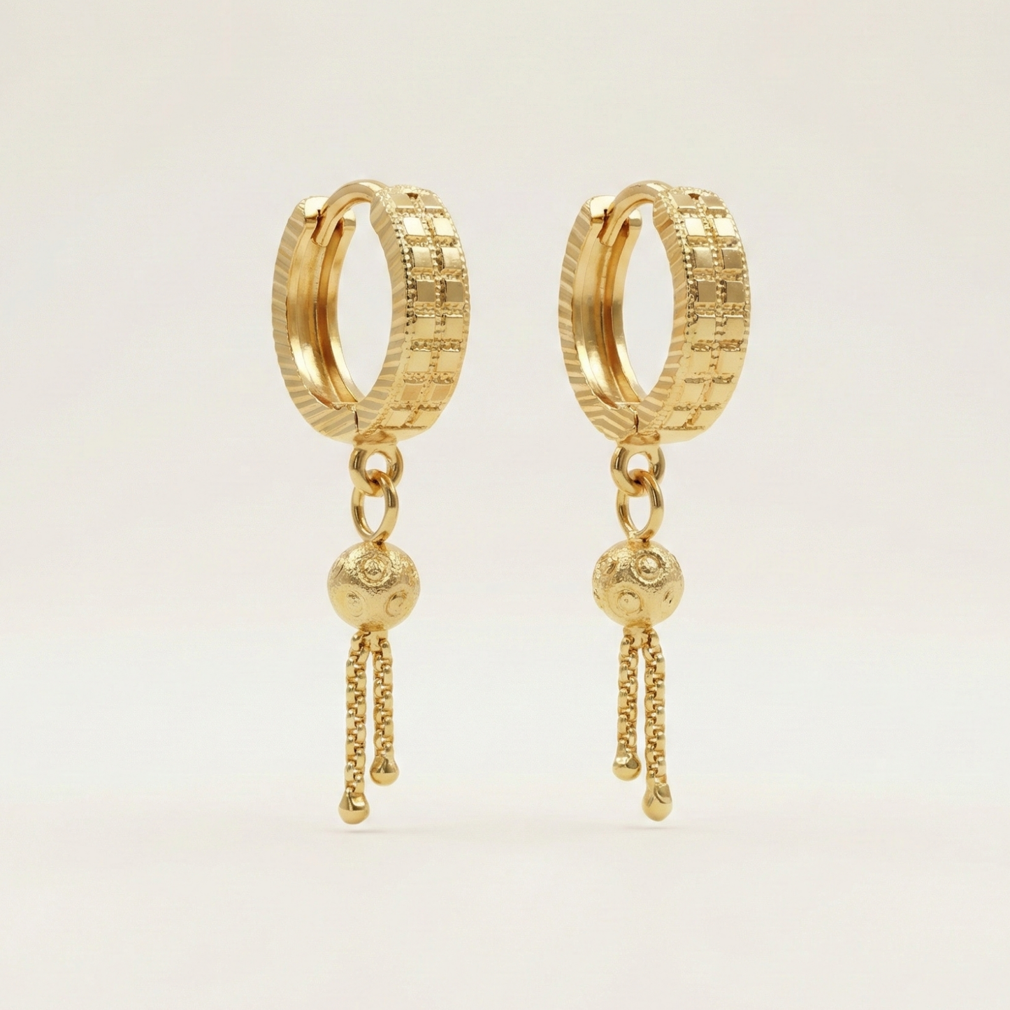 modern rhythm gold plated dangle hoops
