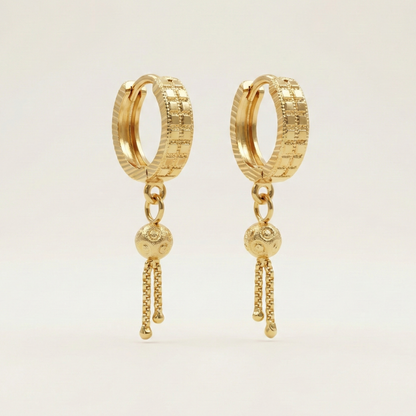 Modern Rhythm Gold Plated Dangle Hoops