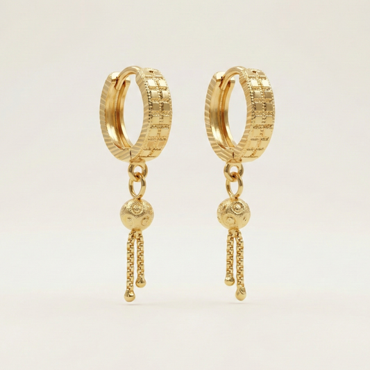 Modern Rhythm Gold Plated Dangle Hoops