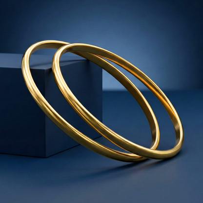 Premium Plain Gold Plated Bangles (2 Pc)